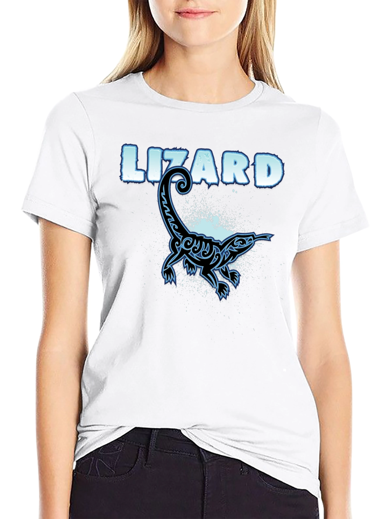 Black Cool Lizard Graphic T-Shirt - Black Cotton Tee view 9