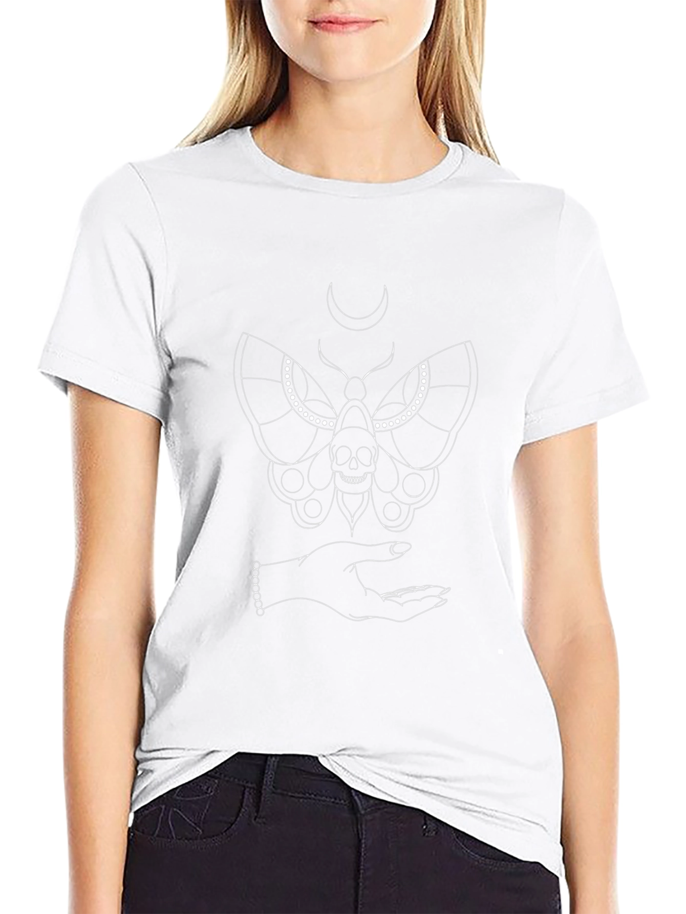 Mystic Moth & Skull Graphic Tee - Unisex Black Shirt - 9