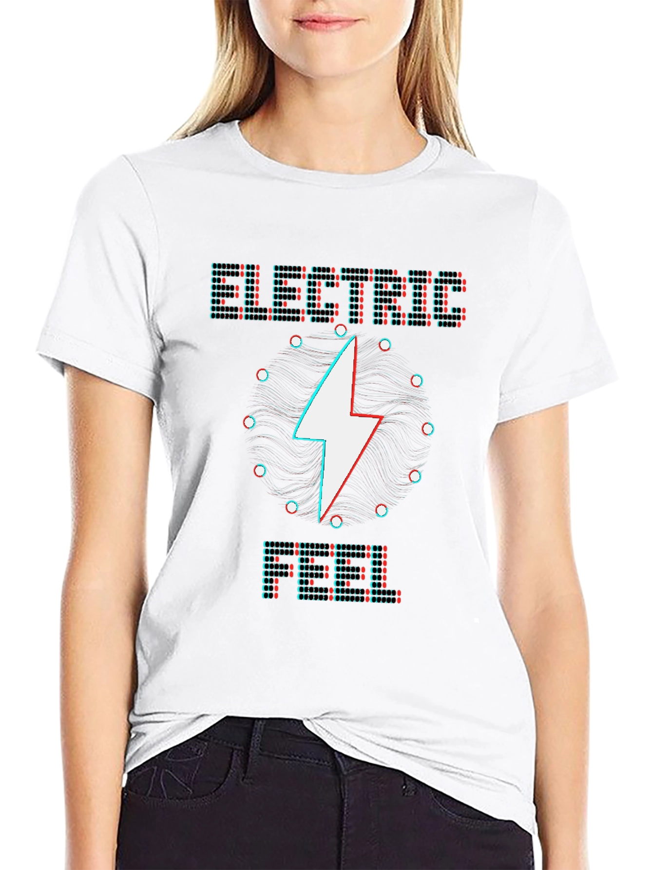 Black Electric Pixel Glitch T-Shirt - Unique Graphic Tee view 9