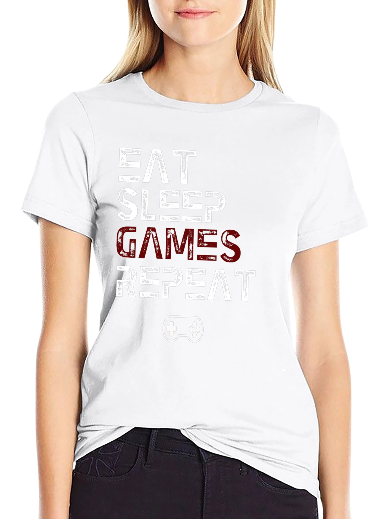 Black Eat Sleep Games Repeat Gamer T-Shirt view 9