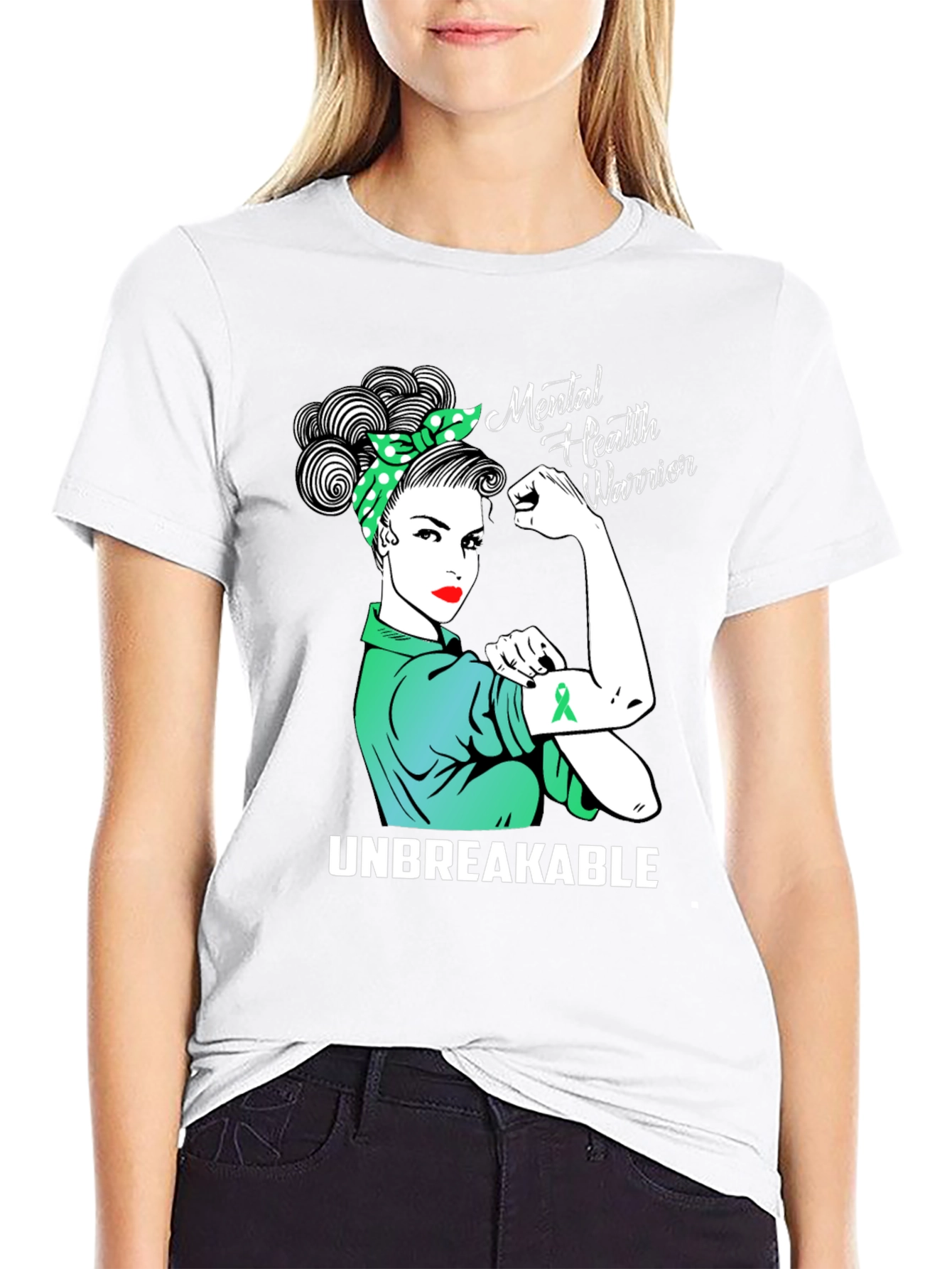 Black Mental Health Warrior Unbreakable T-Shirt view 9