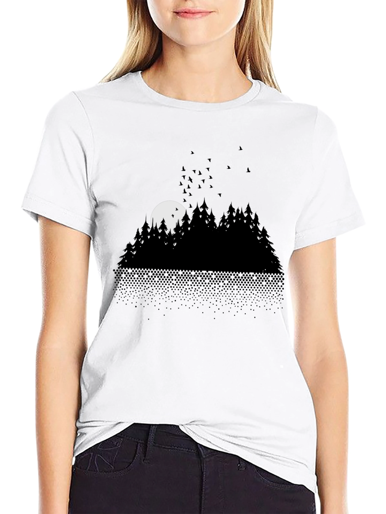 Black Midnight Forest Graphic Tee - Black view 9