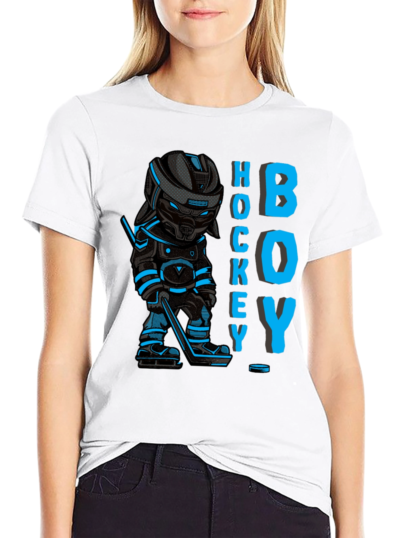 Black Hockey Boy Graphic T-Shirt view 9