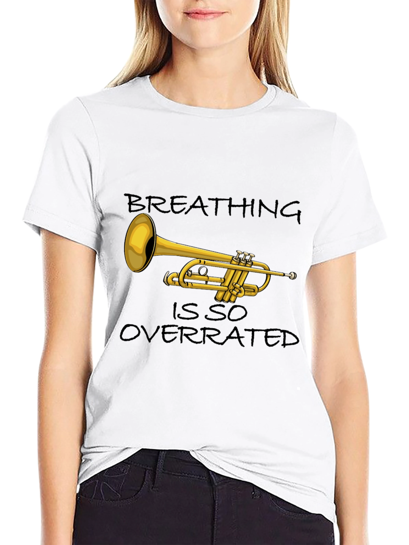 Black Breathing is so Overrated Trumpet T-Shirt view 9