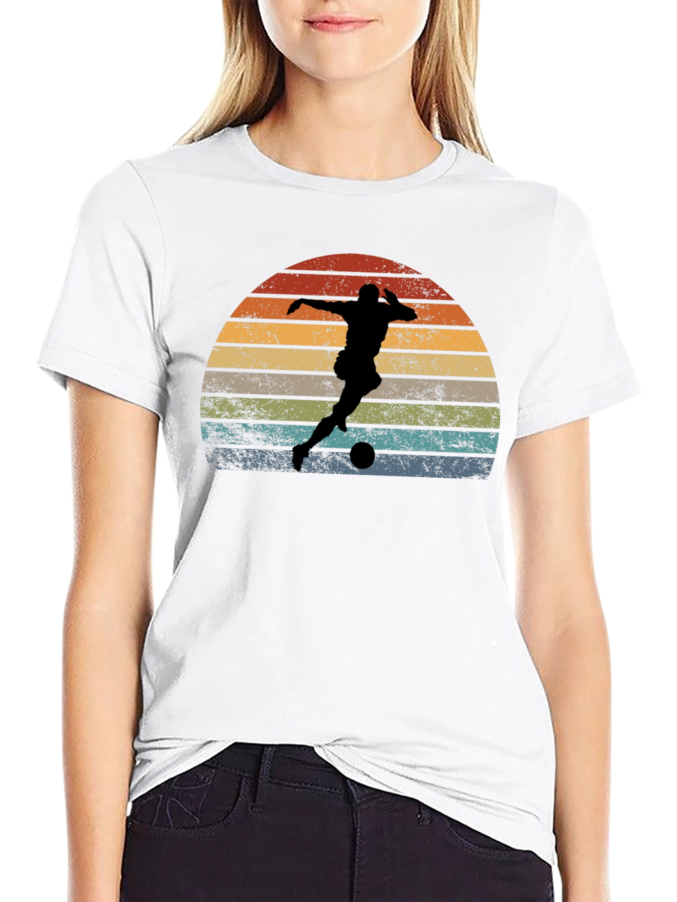 Black Retro Soccer Player Graphic Tee view 9