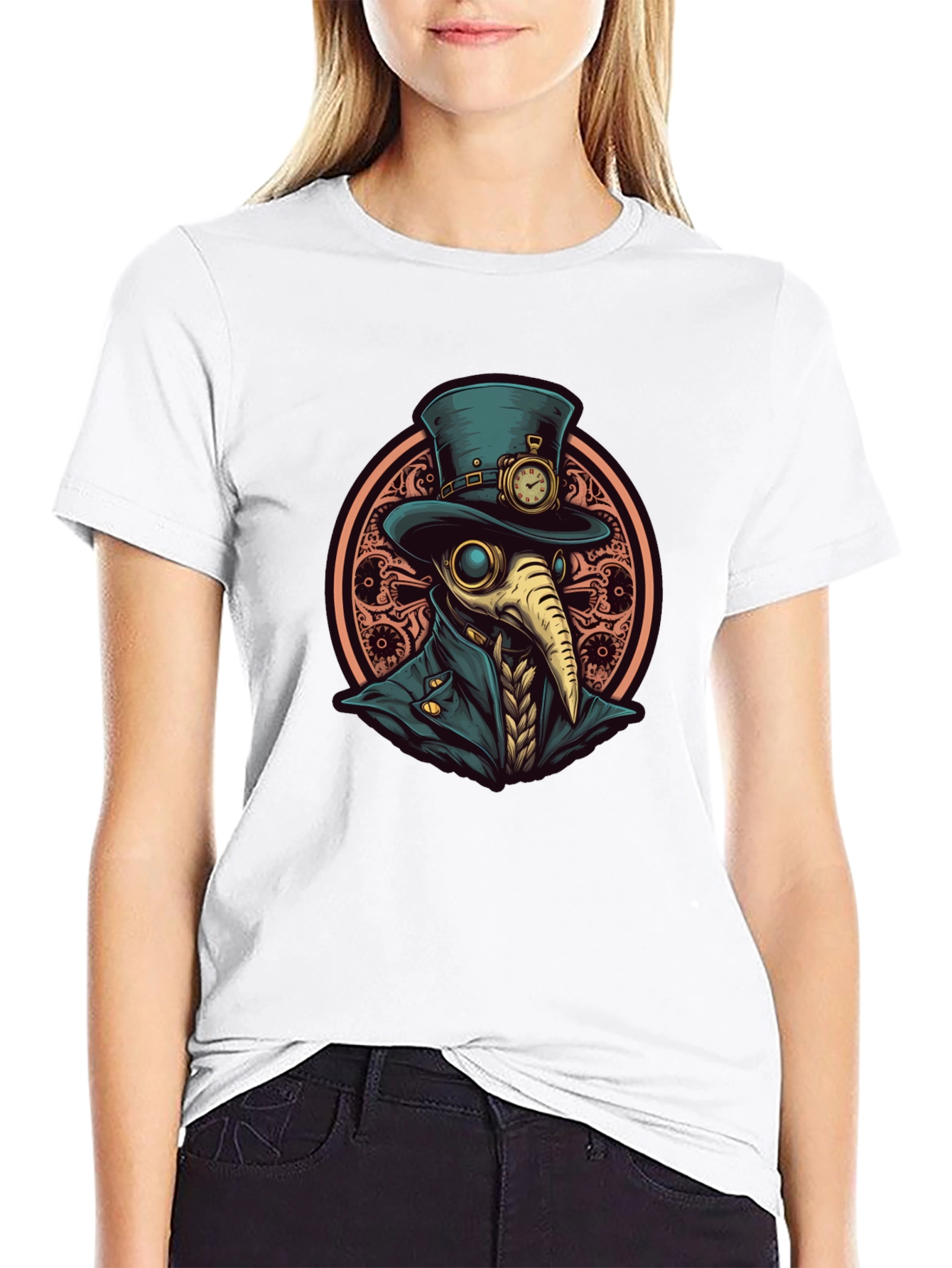 Black Steampunk Plague Doctor Graphic Tee - Black view 9