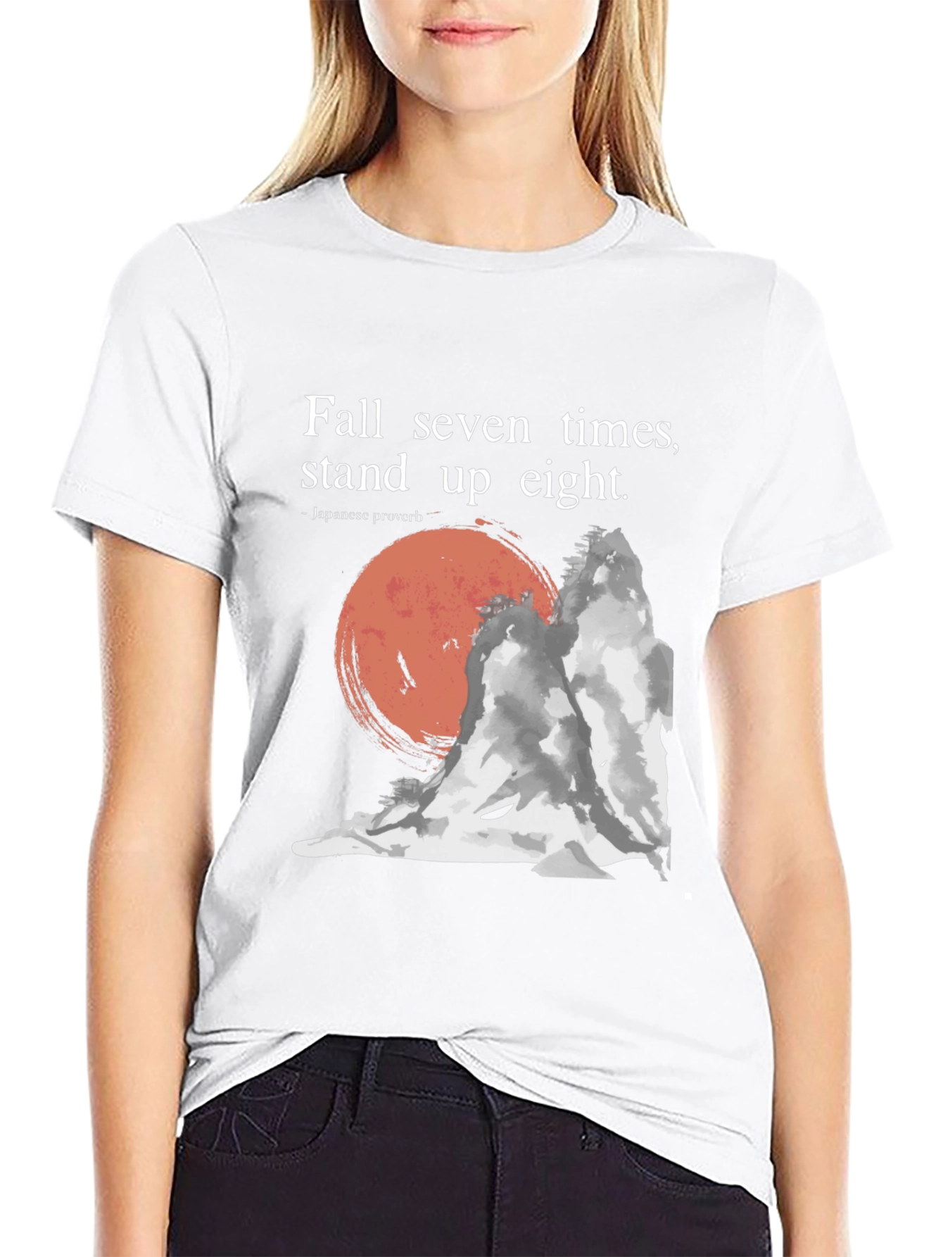 Black Resilience T-Shirt: Fall Seven, Stand Eight - Japanese Proverb view 9