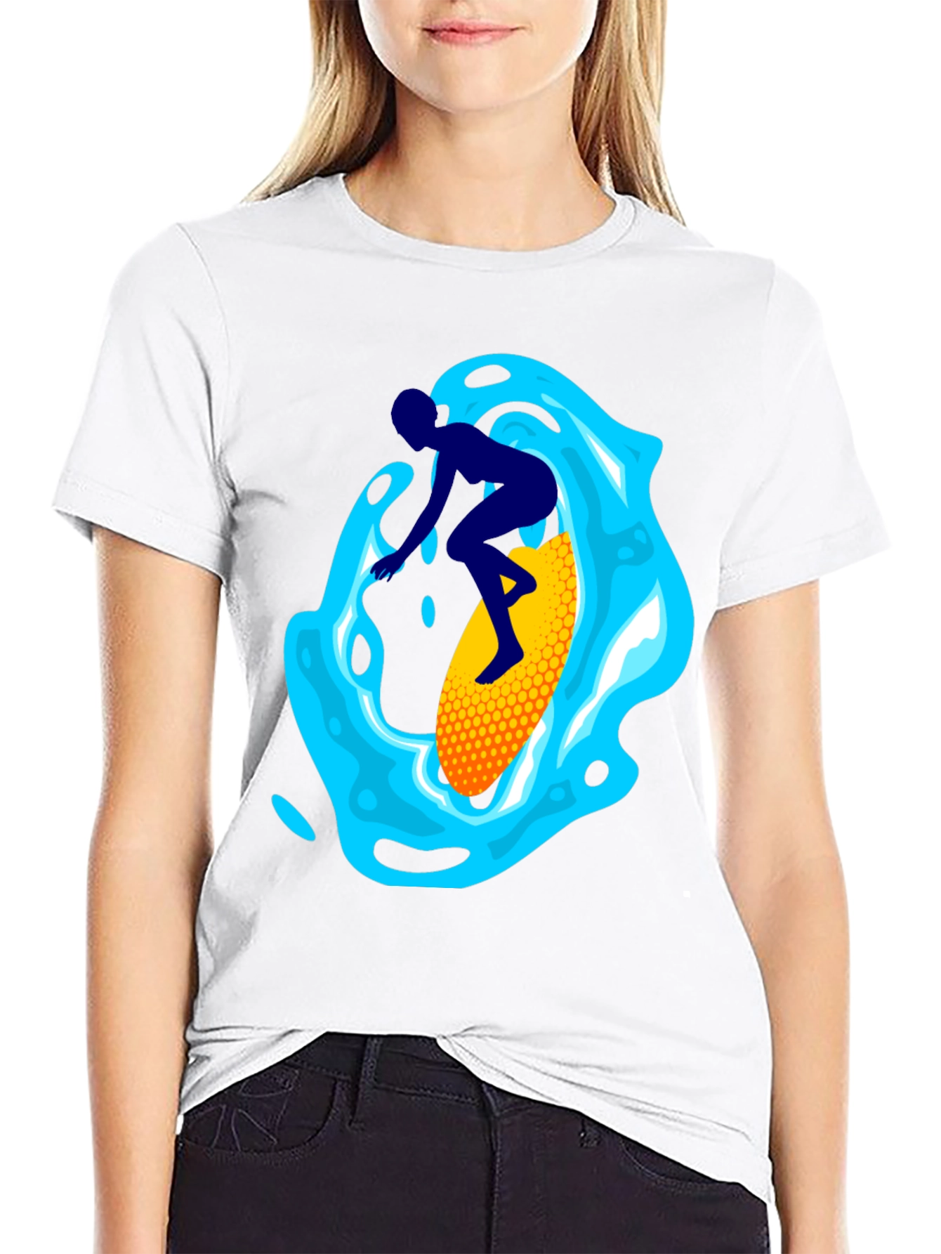 Black Surfer Graphic Tee - Black Cotton Blend view 9