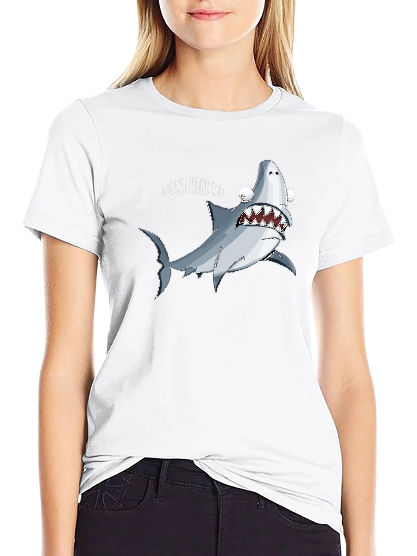 Black Funny Shark Graphic Tee - "Don't Kill Me" view 9