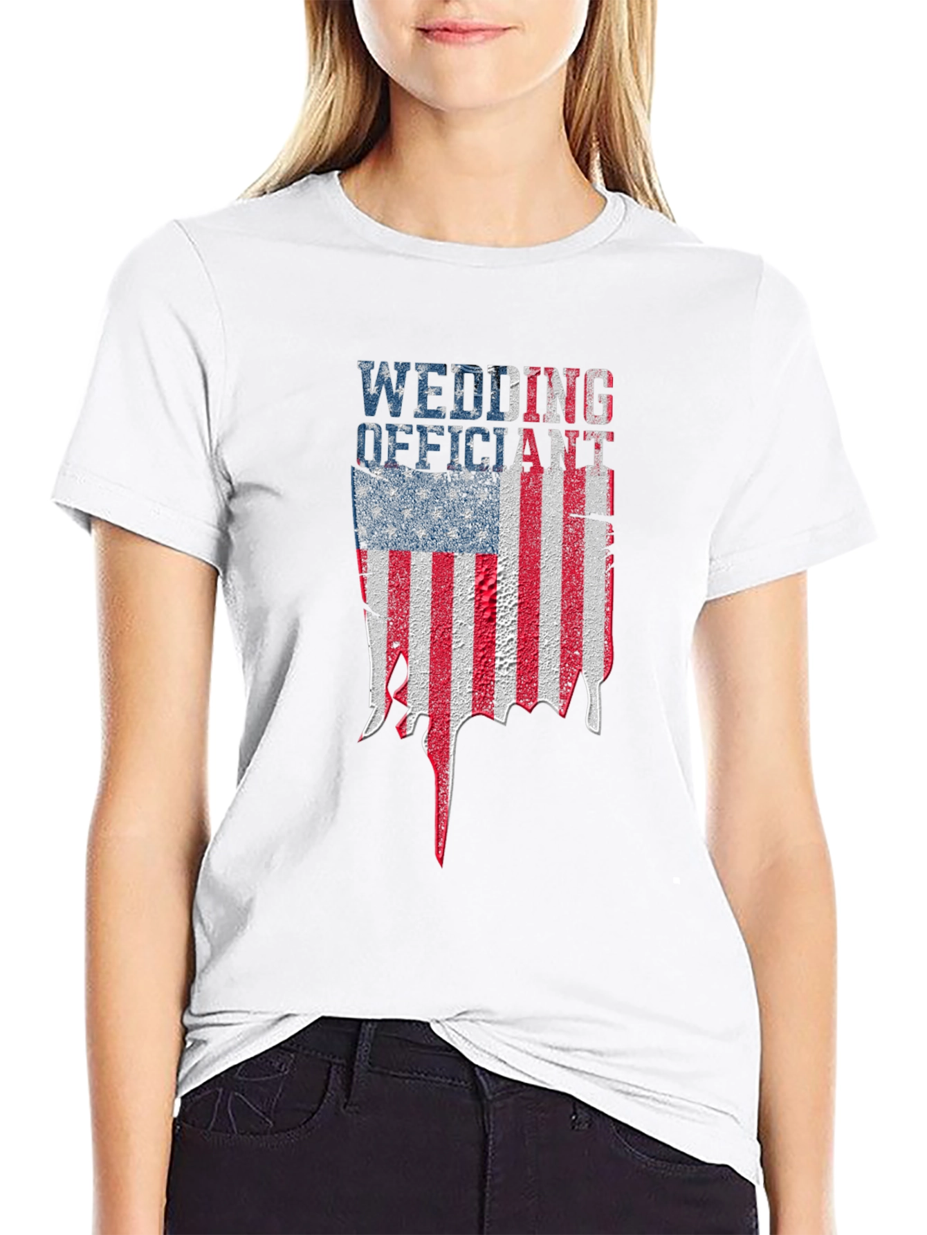 Black Wedding Officiant American Flag T-Shirt view 9