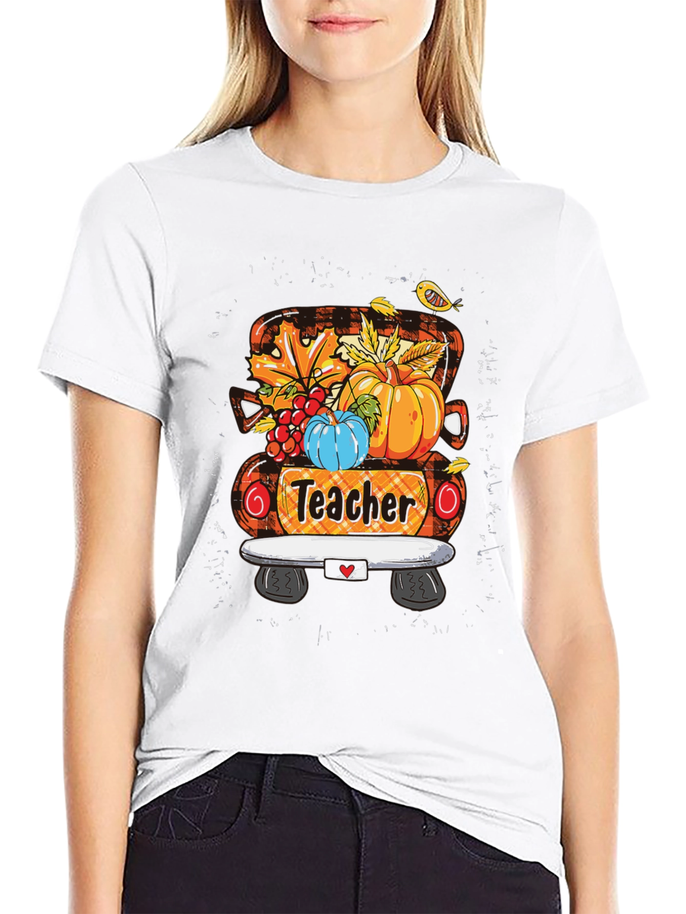 Black Teacher Fall Truck T-Shirt view 9