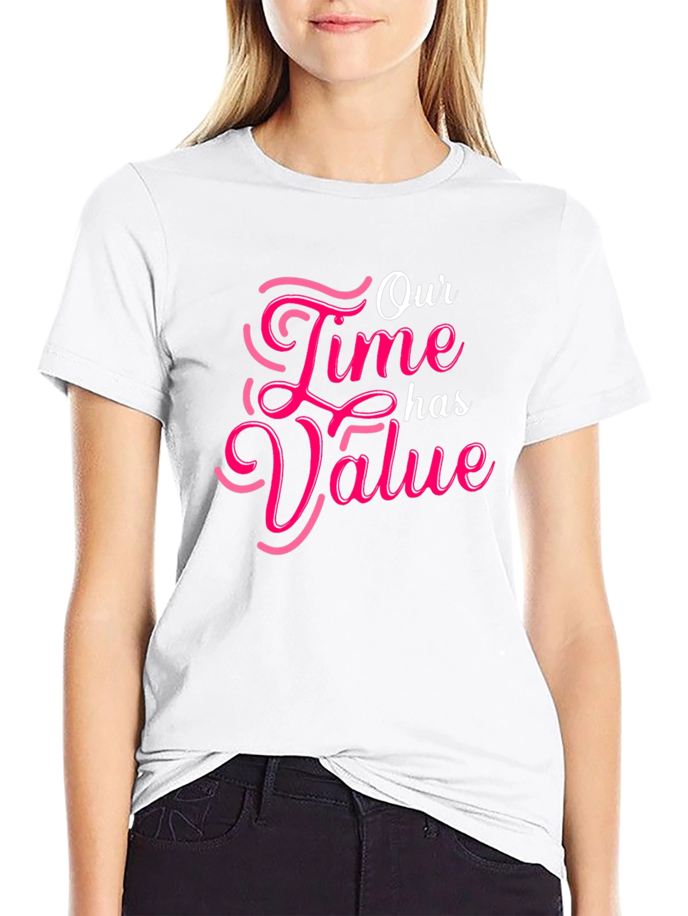 Black Our Time Has Value Black Graphic Tee view 9