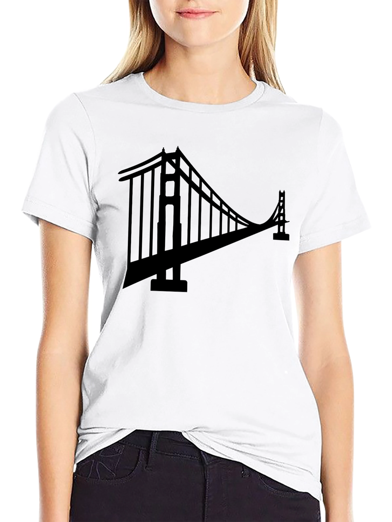 Black Golden Gate Bridge Black Graphic Tee view 9