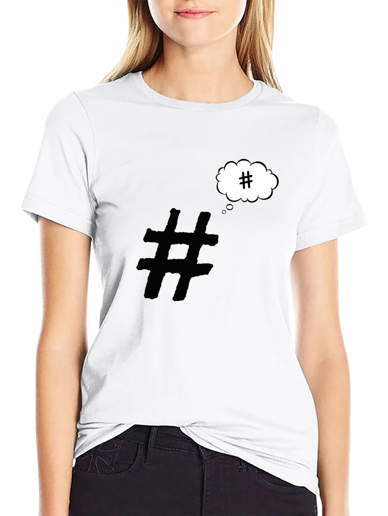 Black Hashtag Mind T-Shirt - Black Cotton Graphic Tee view 9