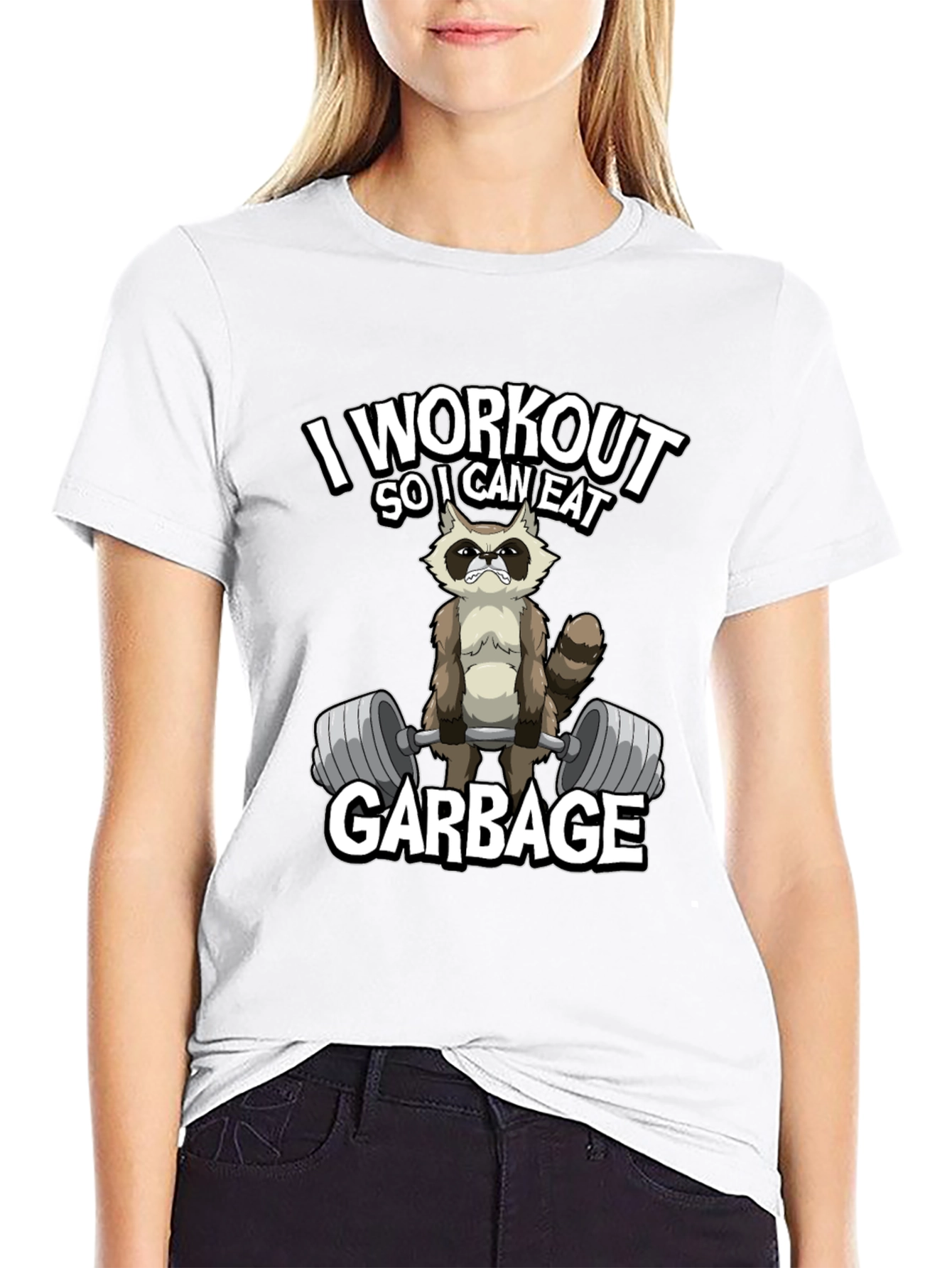 Black Workout Raccoon Graphic T-Shirt - Gym Humor view 9