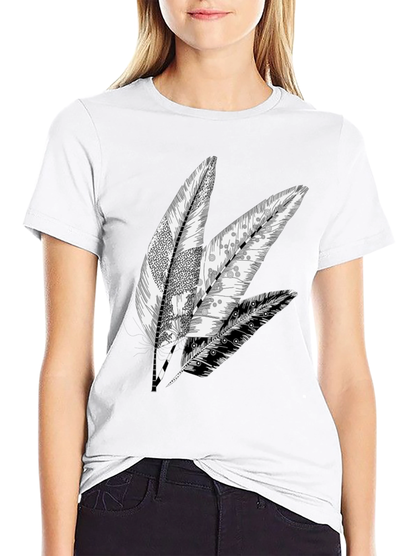 Black Feather Graphic Black Tee view 9