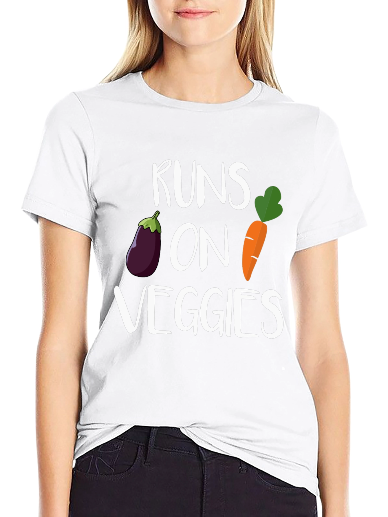 Runs On Veggies Graphic Tee - Black, Vegan T-Shirt - 9