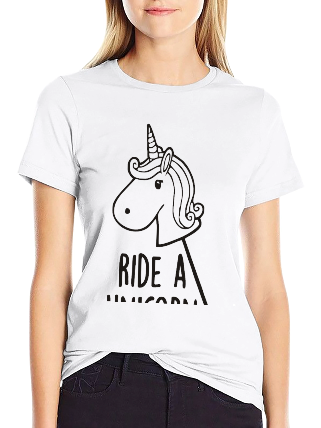 Black Ride a Unicorn Black Graphic Tee view 9