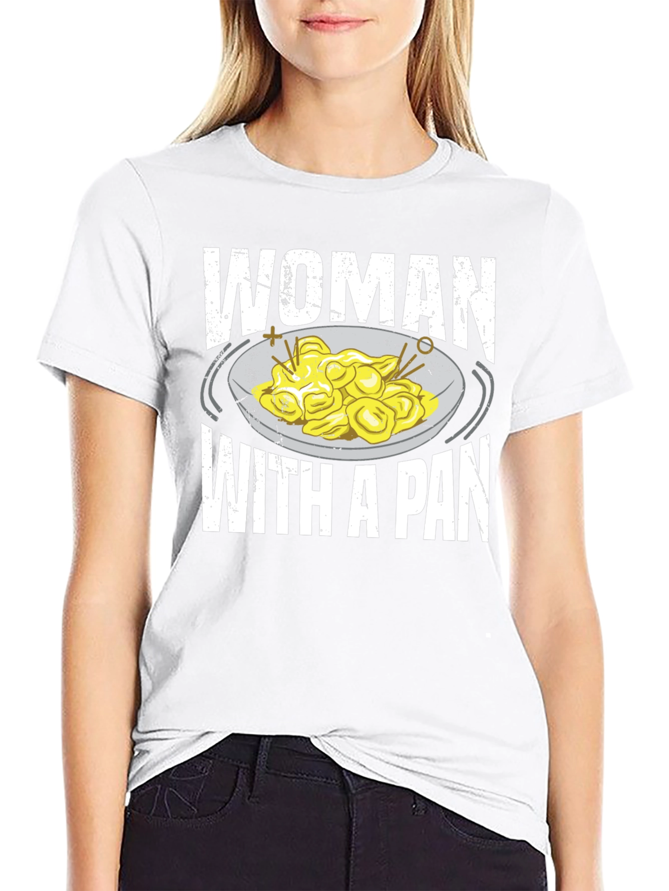 Black Woman With A Pan T-Shirt Funny Pasta Foodie Tee view 9