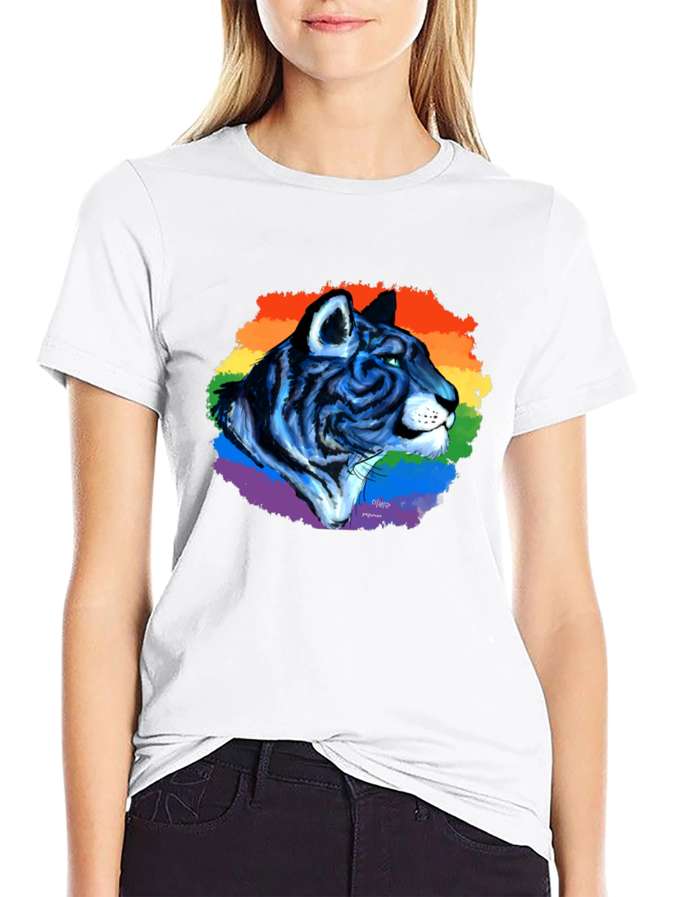 Black Rainbow Tiger Graphic Tee - Pride T-Shirt view 9