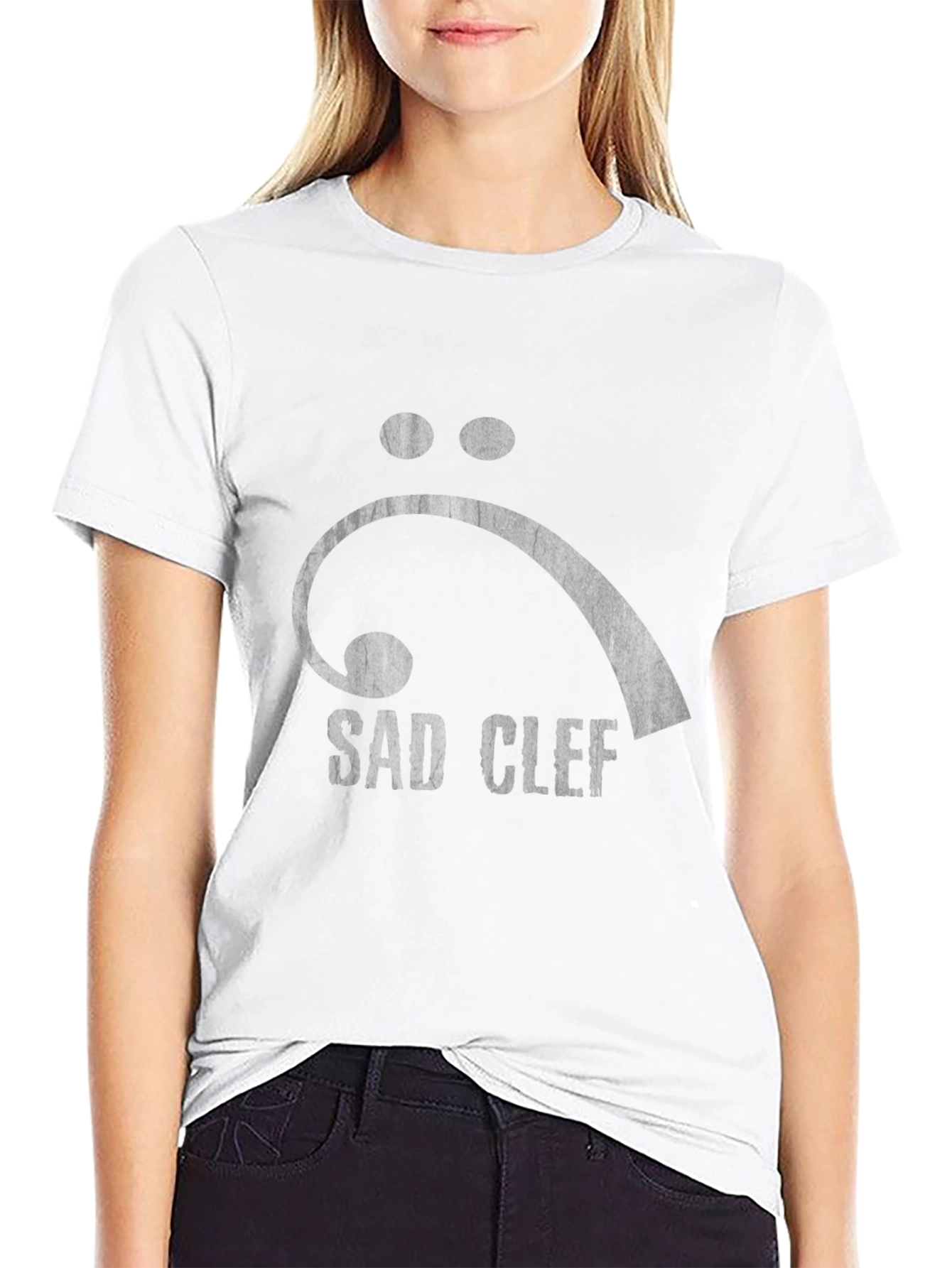 Black Sad Clef Graphic Tee - Bass Clef T-Shirt view 9