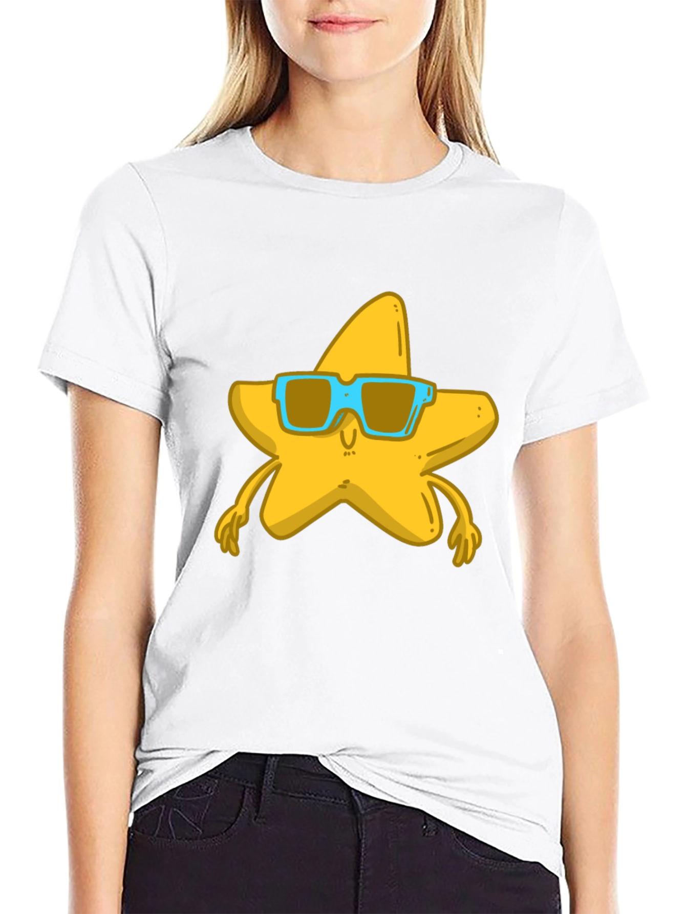 Black Star with Shades Black Graphic T-Shirt view 9