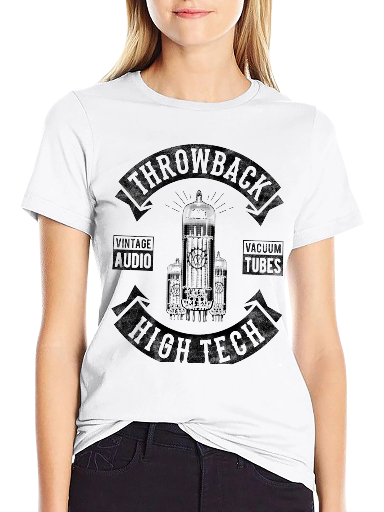 Black Vintage Audio Vacuum Tubes Throwback T-Shirt view 9