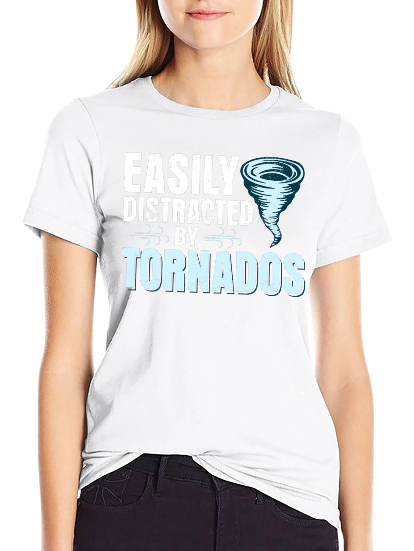 Black Easily Distracted by Tornadoes Graphic Tee view 9