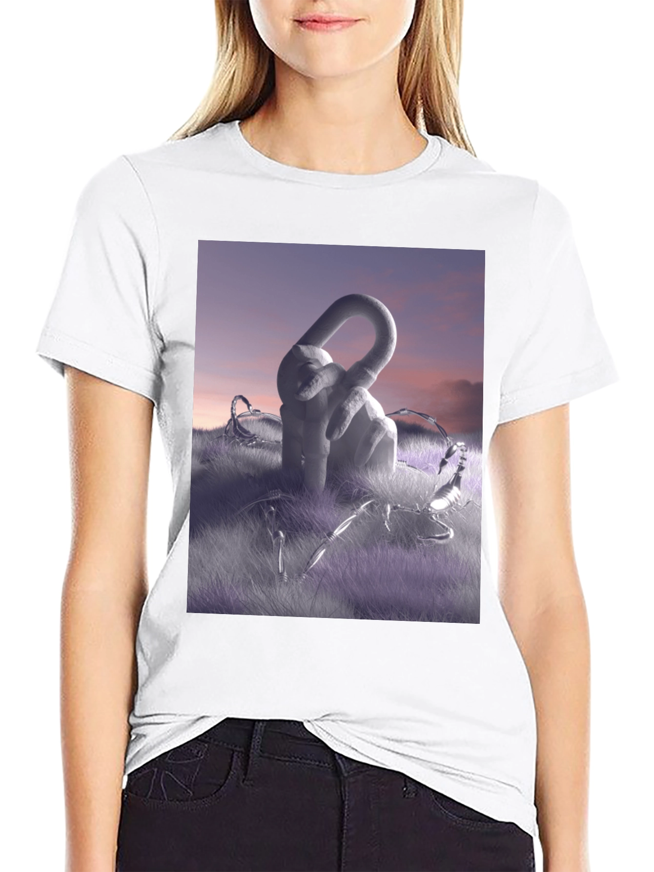 Black Abstract Sculpture Graphic Tee - Modern Art Shirt view 9