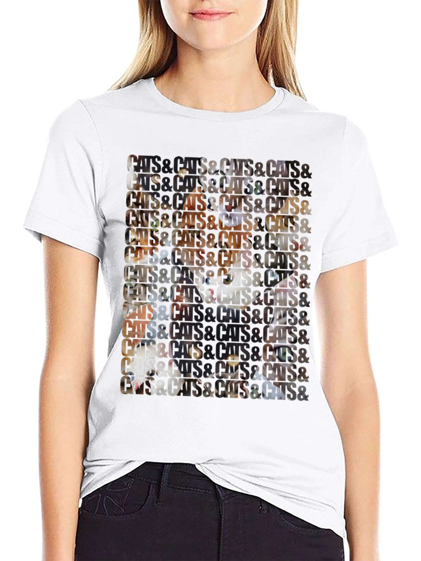 Black Cats Patterned Graphic T-Shirt view 9