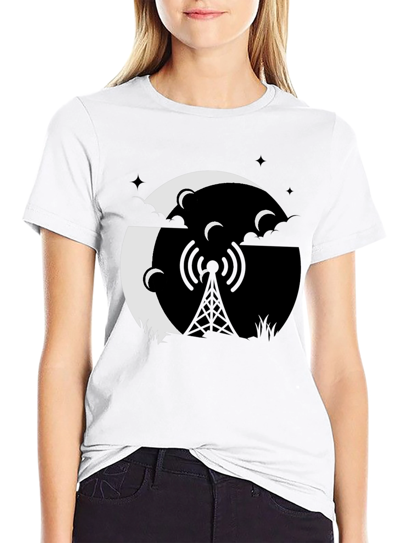 Black Mystic Night Tower Graphic Tee - Black view 9