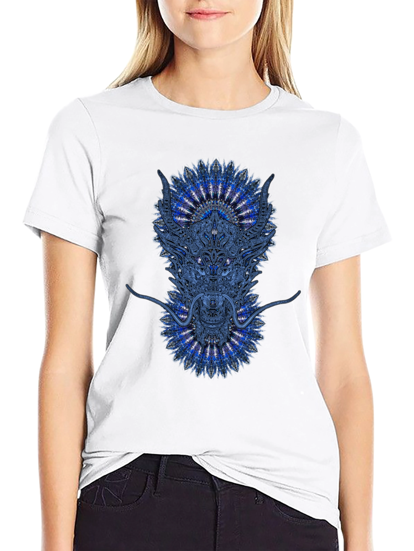 Black Dragon Mandala Graphic Tee - Black view 9