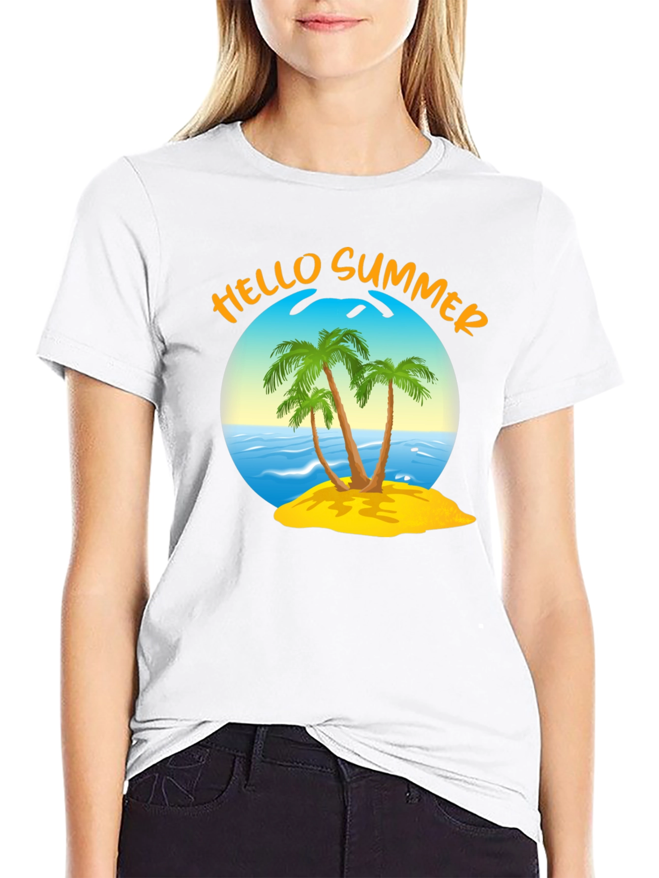 Black Hello Summer Graphic T-Shirt view 9