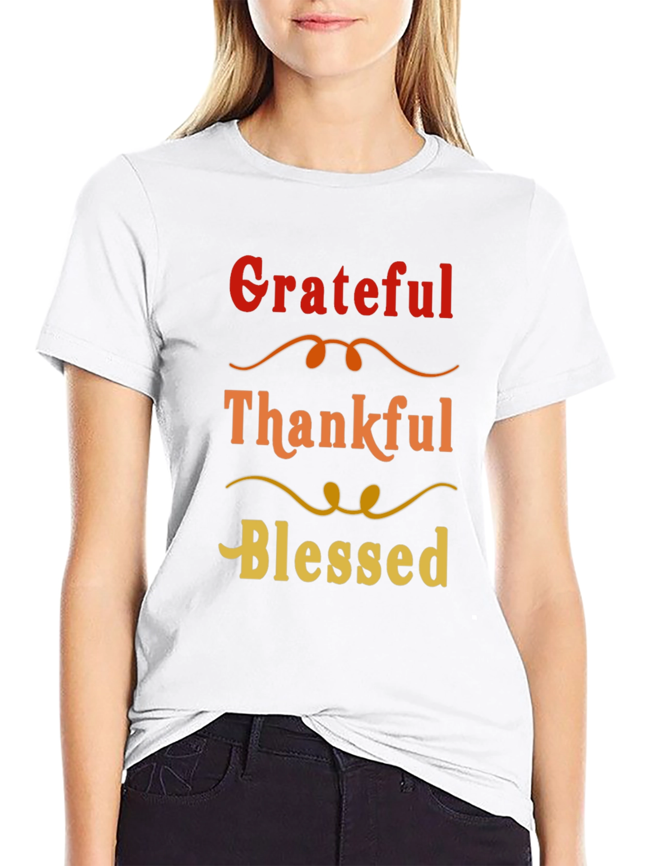 Black Grateful Thankful Blessed Graphic Tee view 9