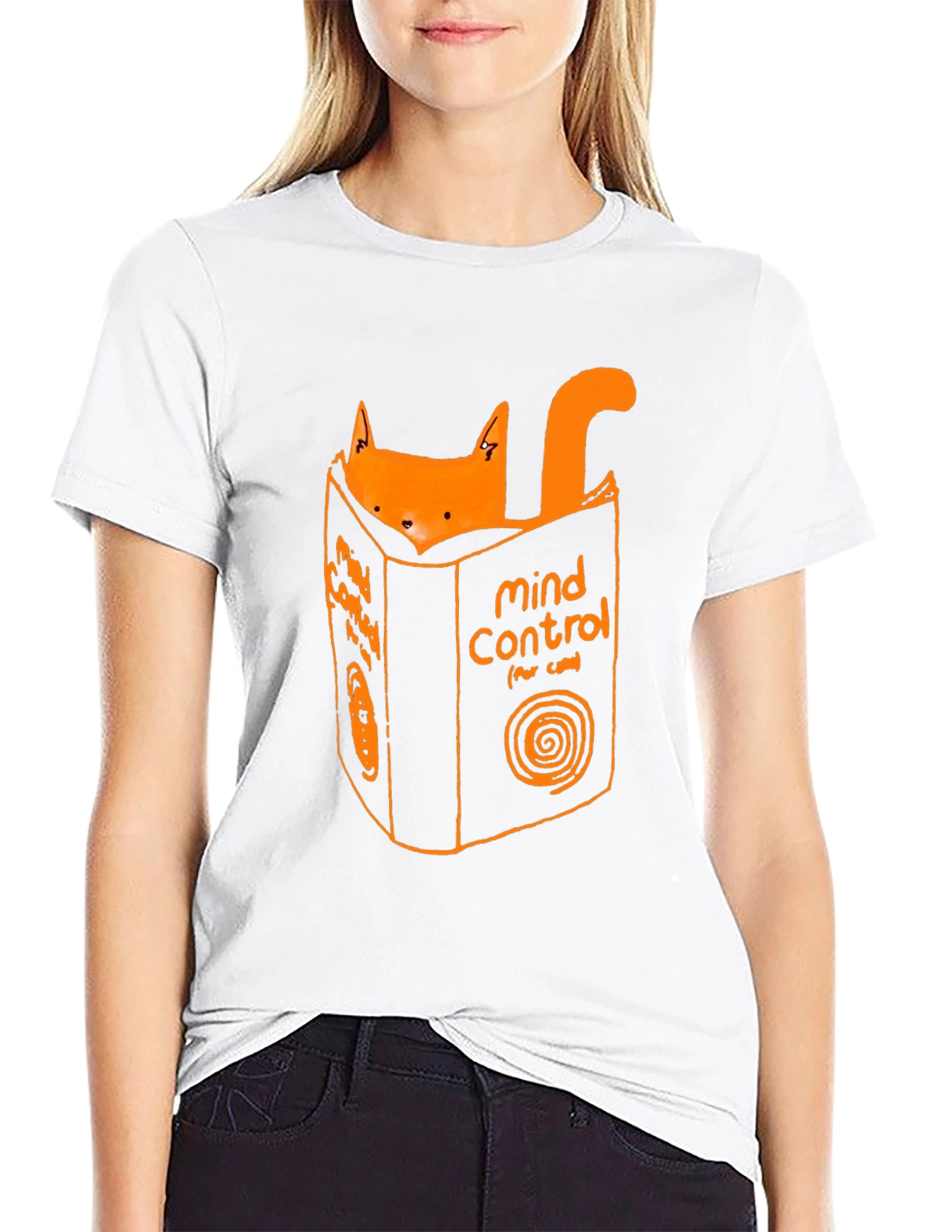 Black Mind Control Cat T-Shirt - Funny Graphic Tee view 9