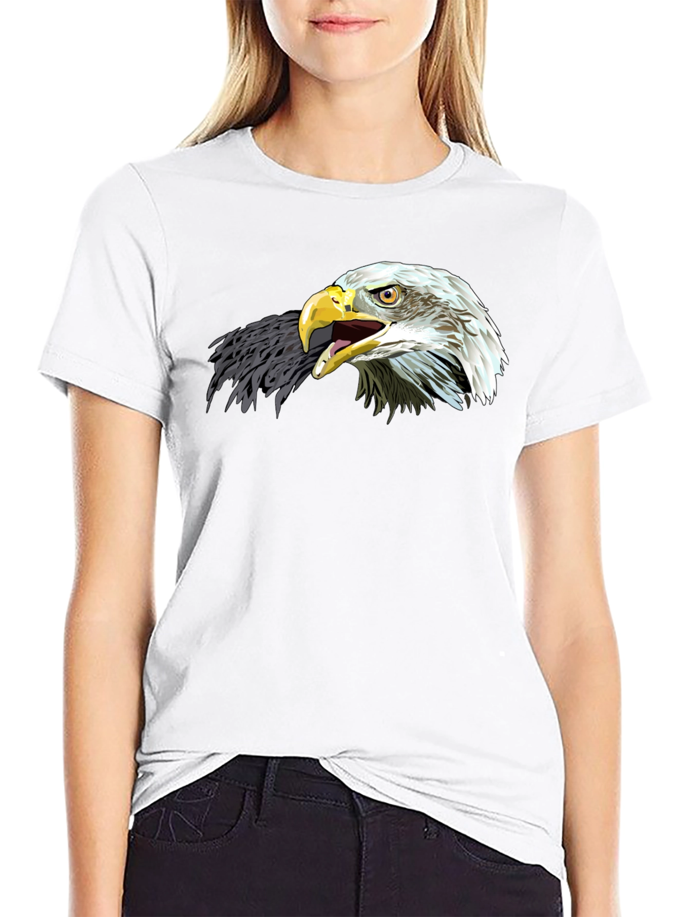 Black Bold Eagle Graphic Tee - Black Cotton Comfort view 9
