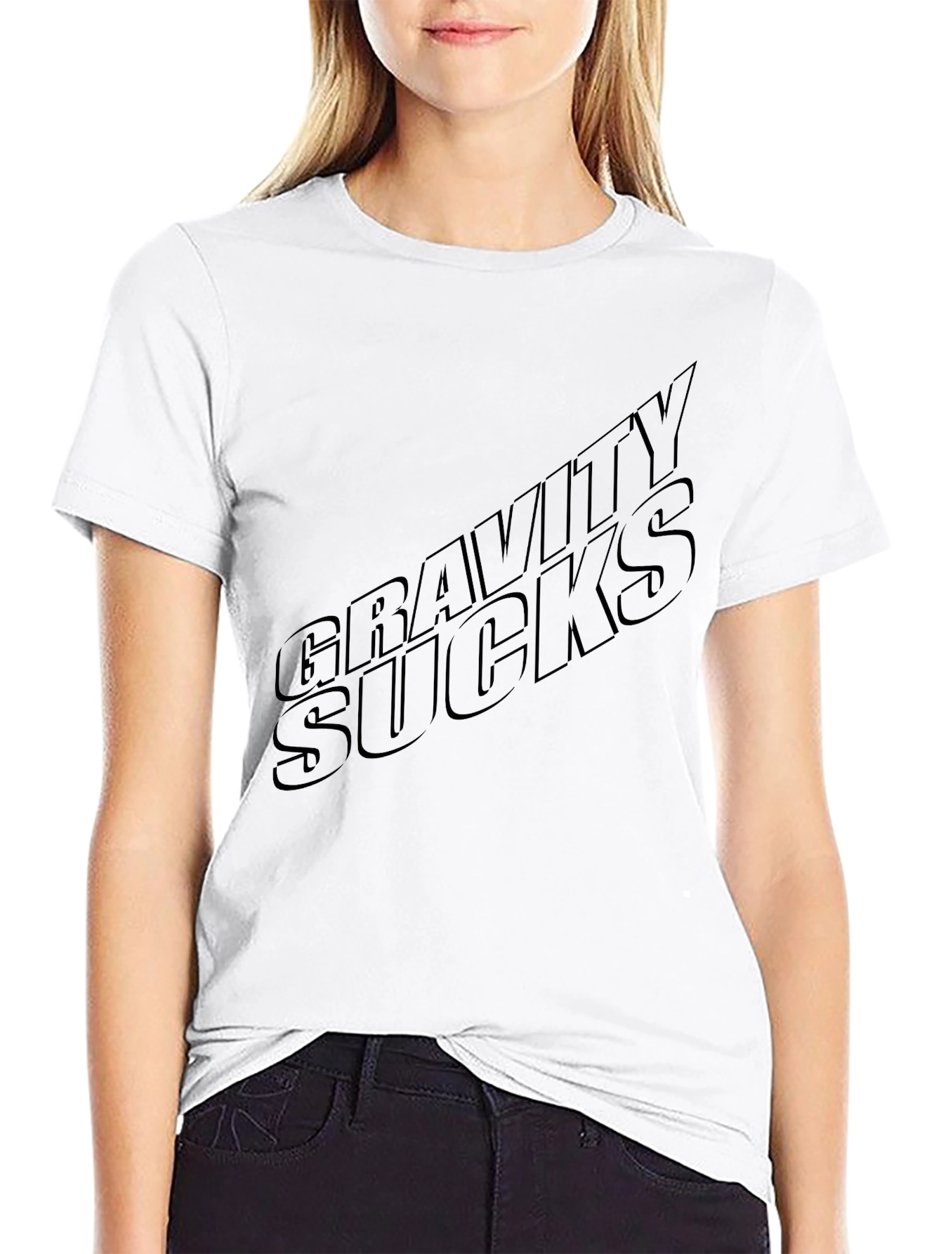 Black Gravity Sucks Black Graphic Tee - Mens Casual Shirt view 9