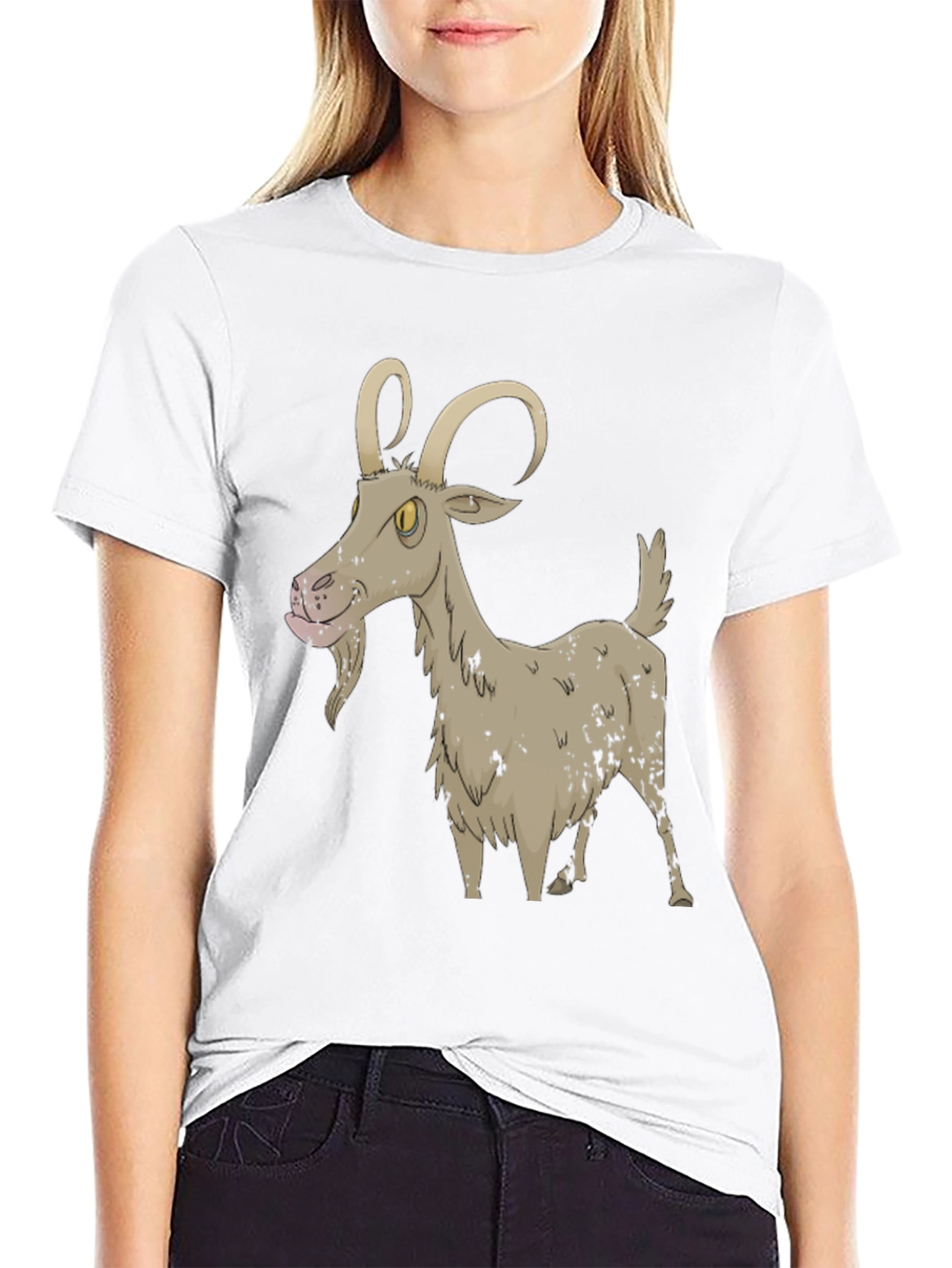 Black Cartoon Goat Black T-Shirt view 9