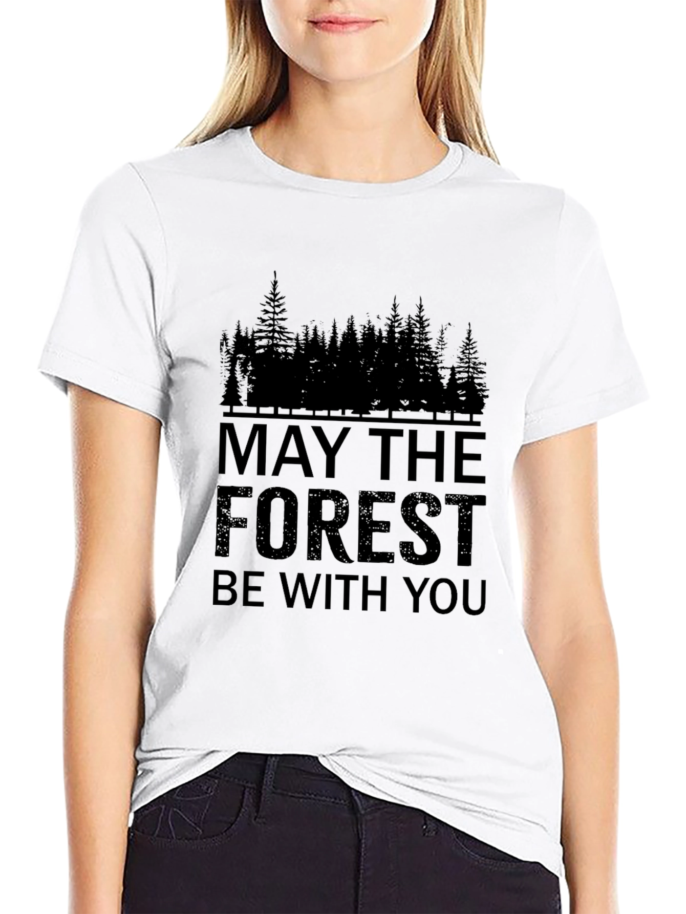 Black May the Forest Be With You T-Shirt - Black view 9