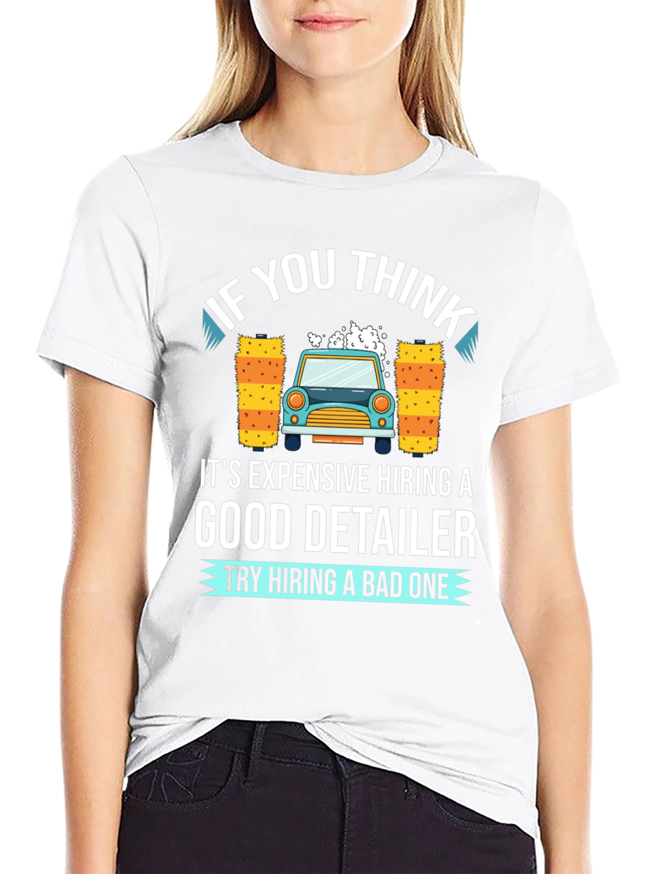 Black Detailer Car Wash Funny Graphic T-Shirt view 9