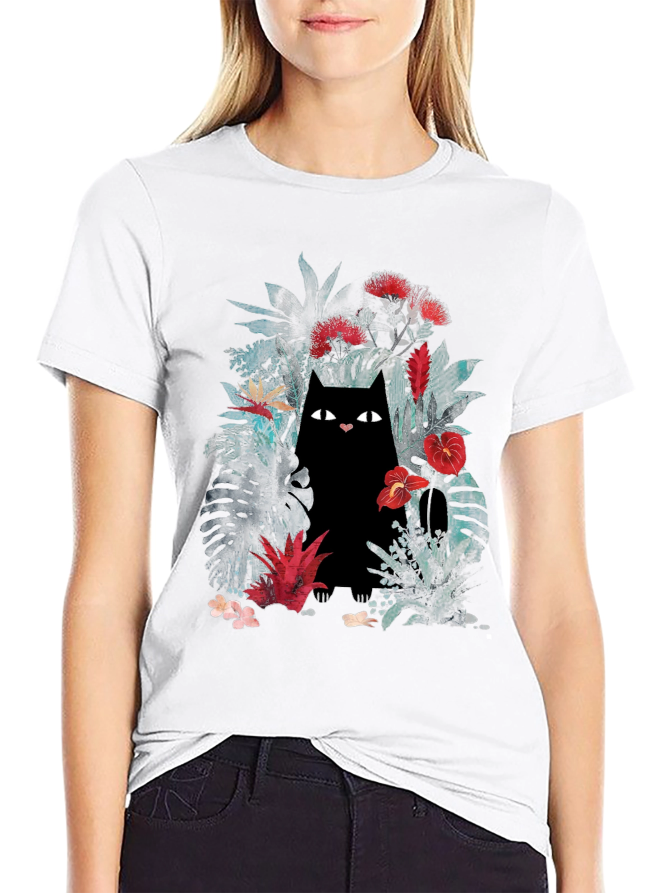 Black Jungle Cat Graphic Tee - Black view 9
