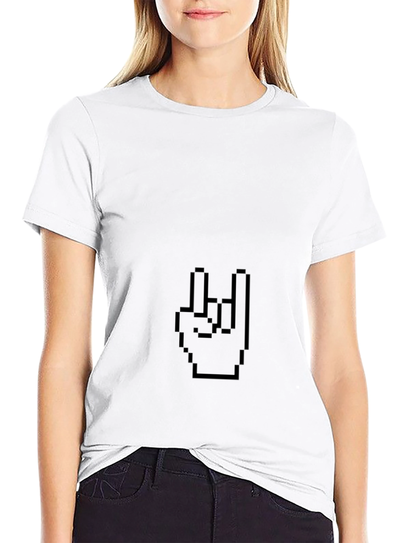 Black Rock On Pixel Art T-Shirt - Cool Graphic Tee view 9