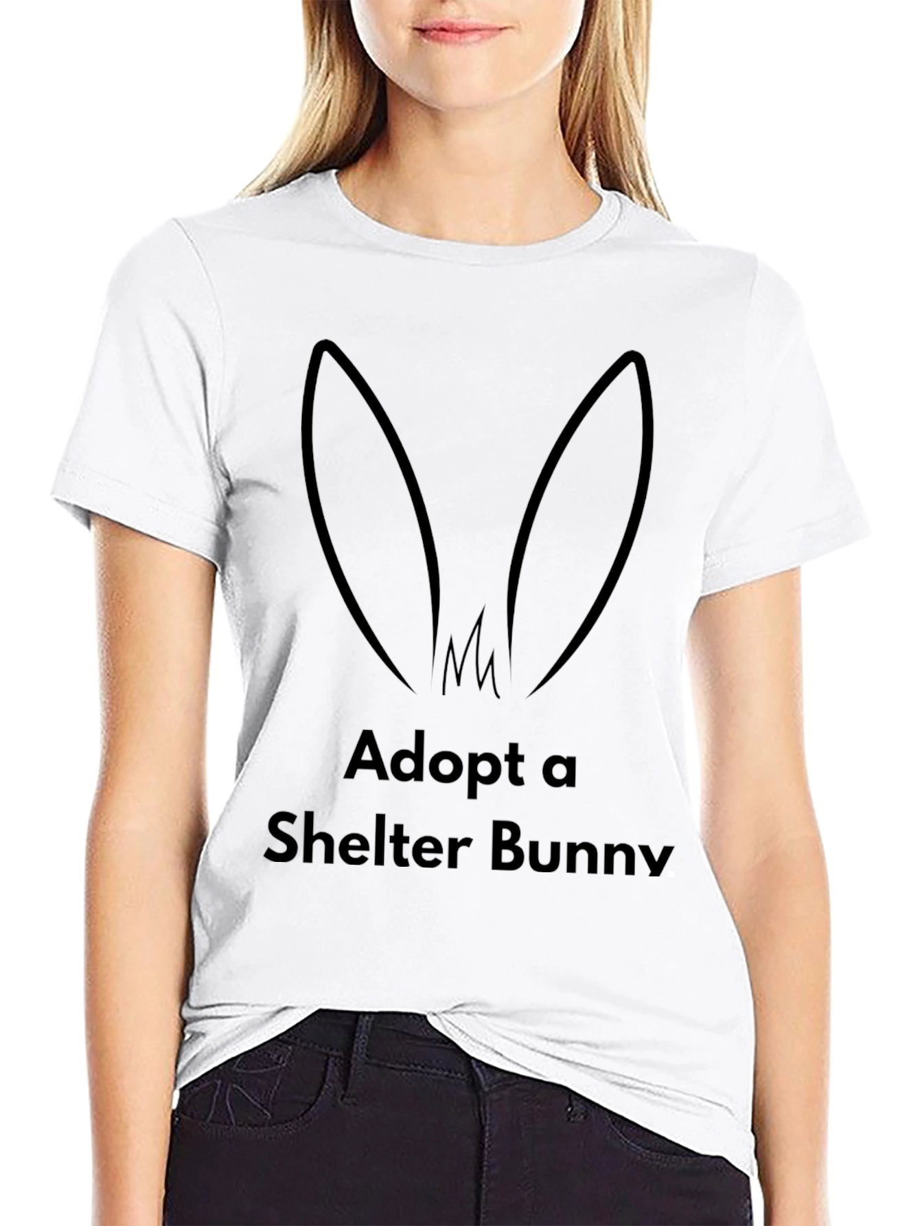 Black Adopt a Shelter Bunny Black T-Shirt view 9