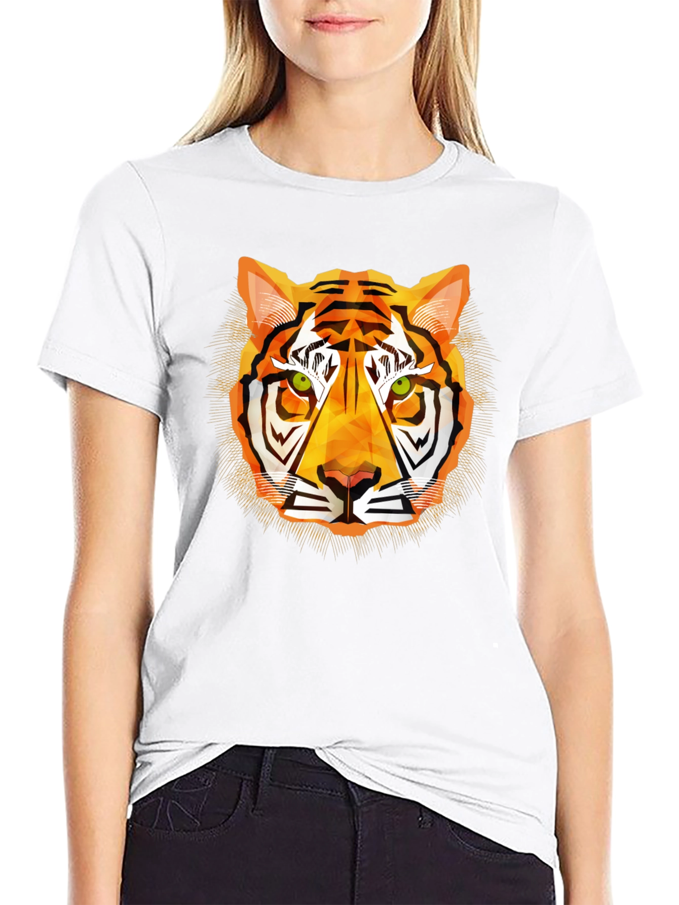 Black Geometric Tiger Graphic T-Shirt - Modern Style view 9