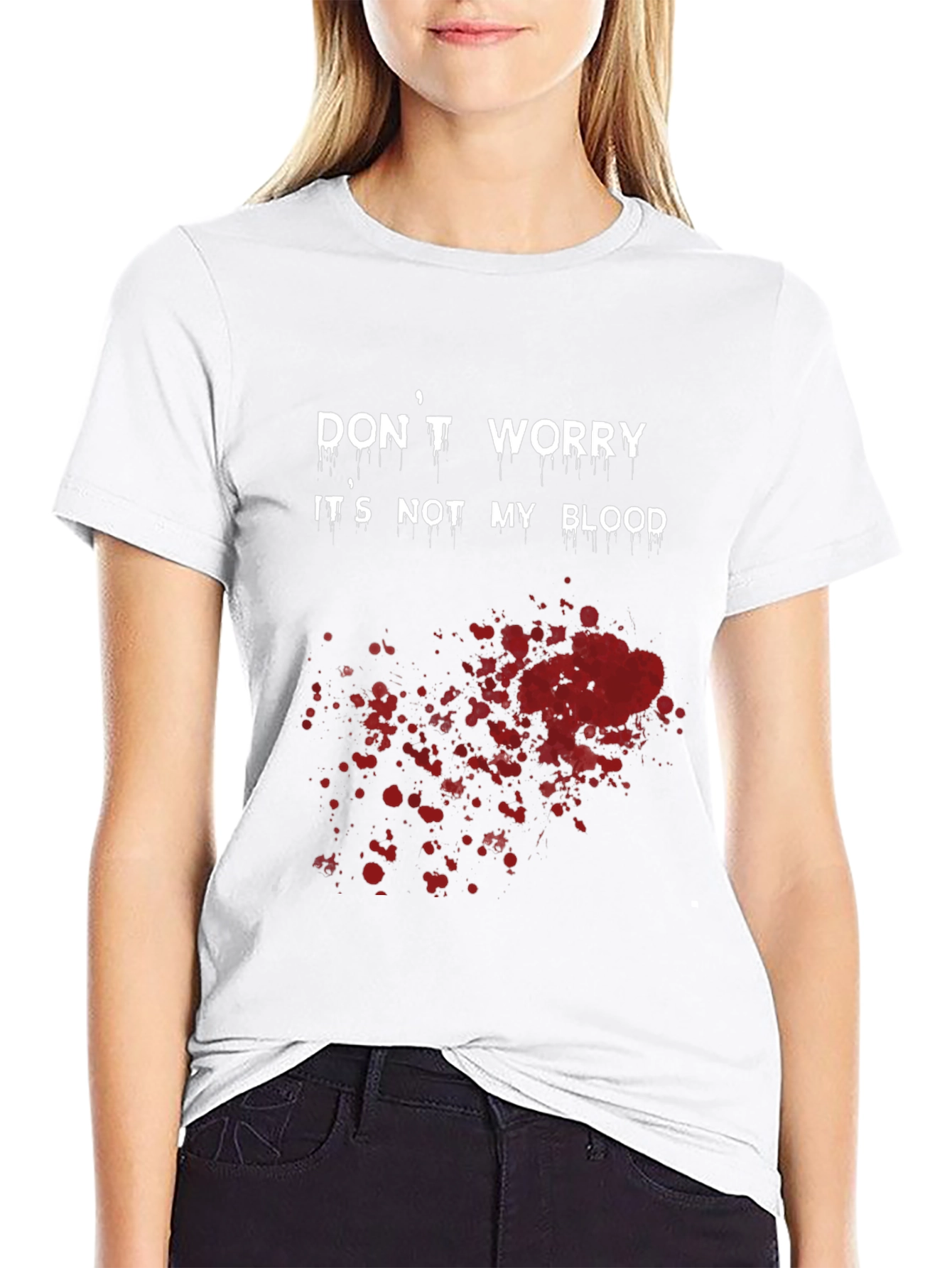 Black Funny Halloween T-Shirt: Don't Worry, It's Not My Blood view 9