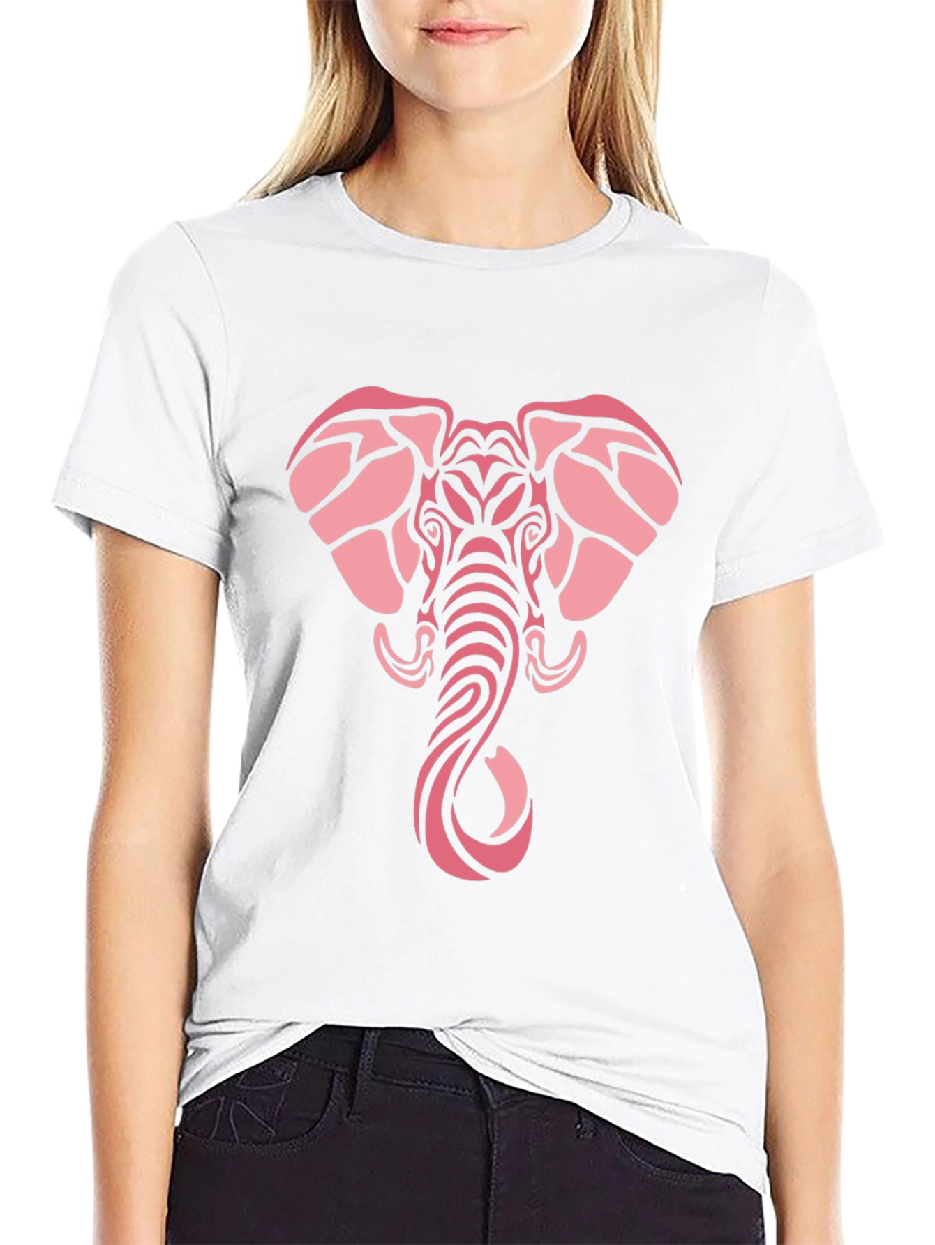 Black Tribal Elephant Graphic Tee - Black Cotton Comfort view 9