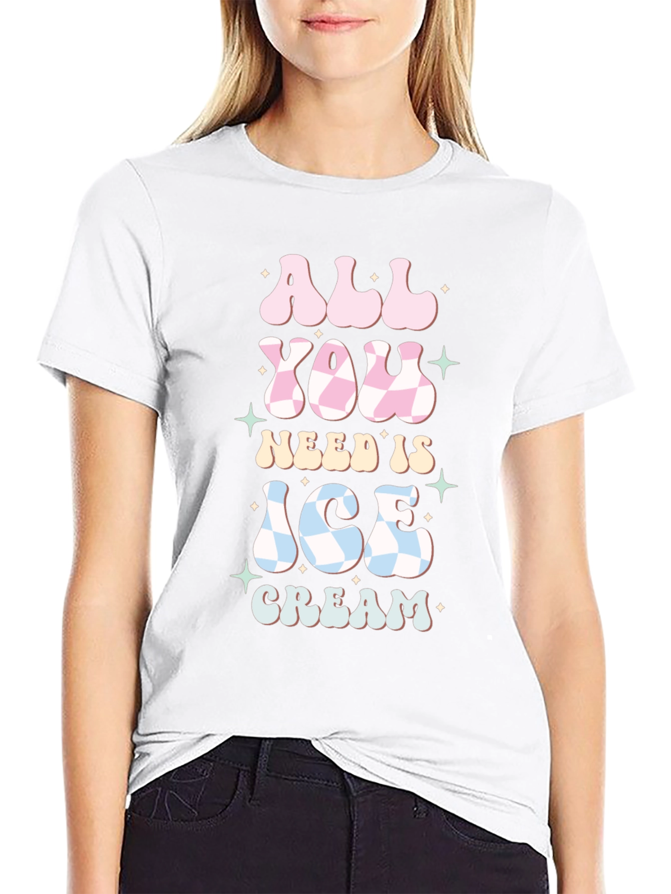 Black All You Need Is Ice Cream Graphic Tee view 9