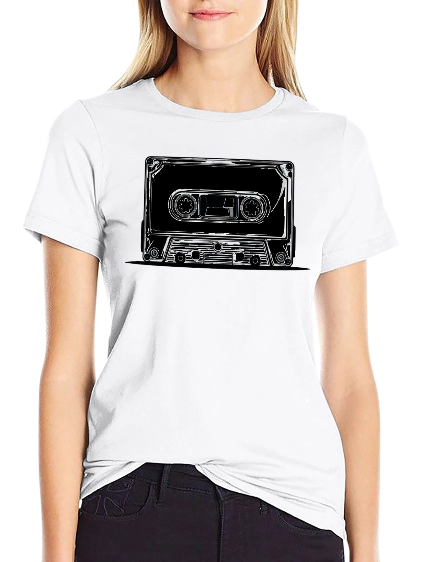 Black Retro Cassette Tape Graphic T-Shirt - Classic Music Tee view 9