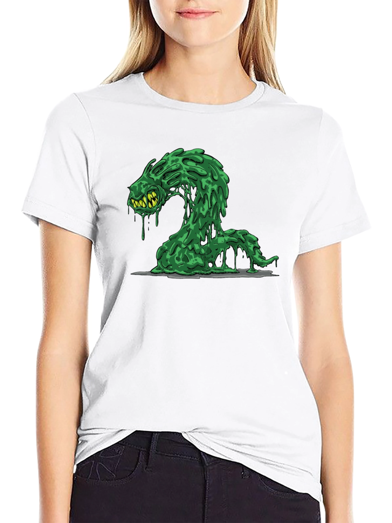 Black Slime Monster Graphic T-Shirt - Unique Creature Design view 9