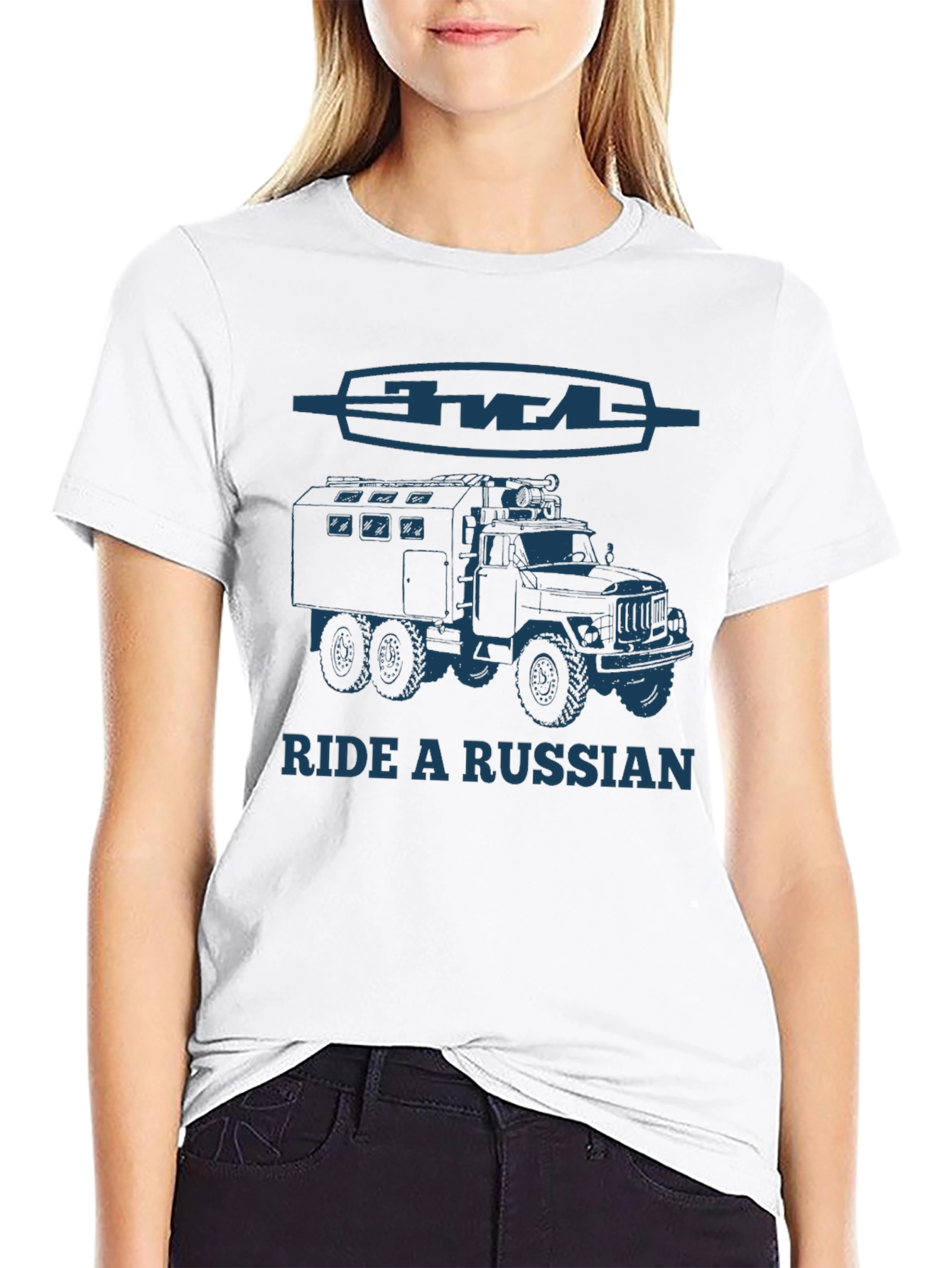 Black Ride a Russian Truck T-Shirt - Black view 9